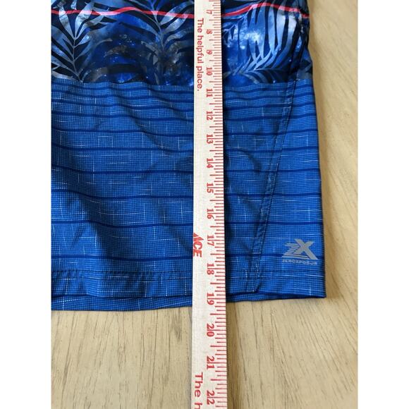 Men’s XL Hawaiian Swim Trunks Blue Red Stripe Surf Board Shorts UPF 50+ Beach - Picture 12 of 13
